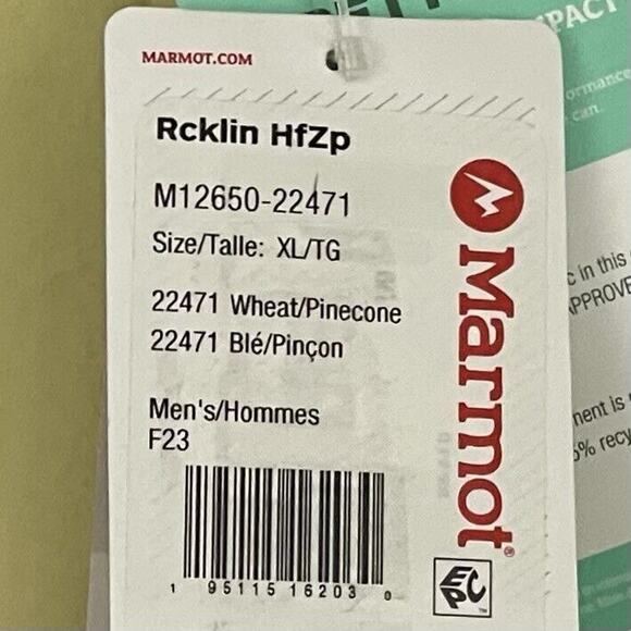 Marmot M12650 Fleece Pullover XL Half Zip Jacket Yellow Brown NWT - Picture 9 of 15